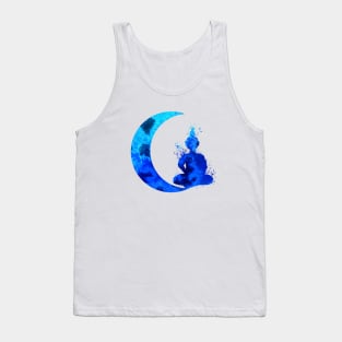 Blue Crescent Moon and Buddha Tank Top